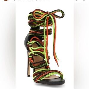 Azalea Wang Corded Lace-Up Heels